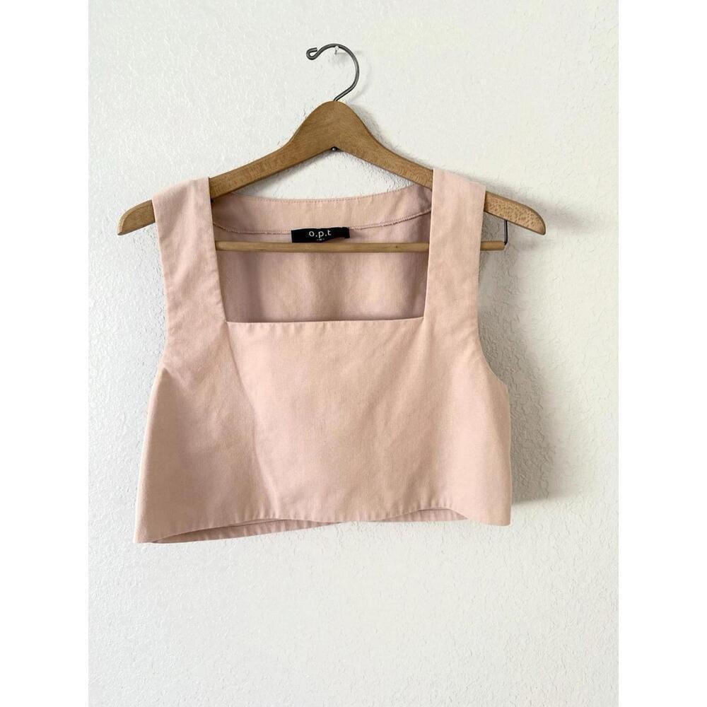 o.p.t Tank Crop Top Sleeveless Pink Square Neckline Size Medium - Picture 8 of 9